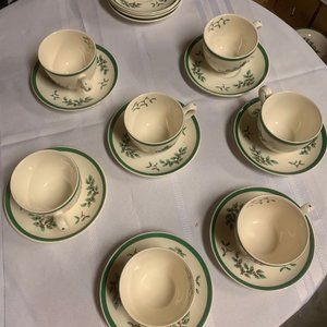 6 Spode Christmas Tree teacups and saucers